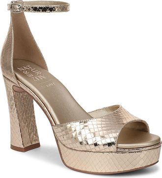 Naturalizer Delphie Ankle Strap Platform Sandal in Light Champagne at Nordstrom, Size 9.5