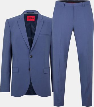 HUGO BOSS Hugo Mens Arti Solid Patterned Flap Pocket Full Suit Jacket in Open Blue - Size X-Small