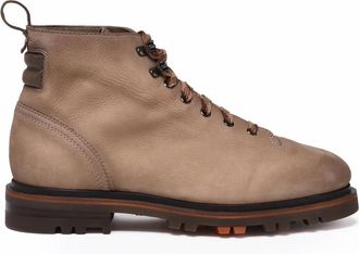 Santoni Brown Nubuck Lace-Up Boots