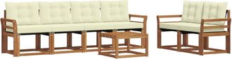 vidaXL Conjunto De Sof&aacute;s De Exterior 7 Uds. Natural Y Crema Vidaxl