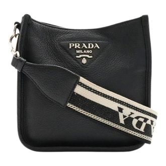 Prada Pre-owned Leren Crossbody Tas - Dames - Pre-owned - Zwart - Maat: ONE Size Leer