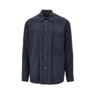 Emporio Armani Viscose overhemd met zijdezachte touch - Heren - Overhemden - Blauw - Maat: XL Zijde