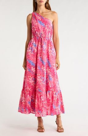 Sugarlips Leah Abstract Elya One Shoulder Maxi Dress in Pink-Blue at Nordstrom, Size X-Small