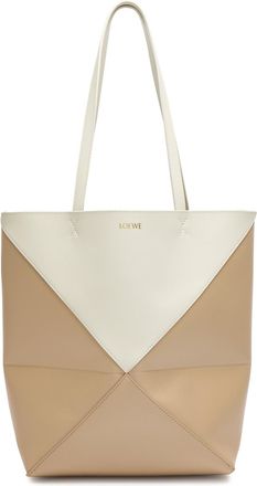 Loewe Puzzle Fold Medium Leather Tote - White - One Size