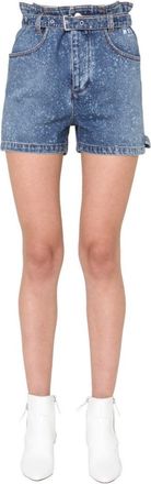 Msgm High-Waisted Denim Shorts With Paperbag Waist