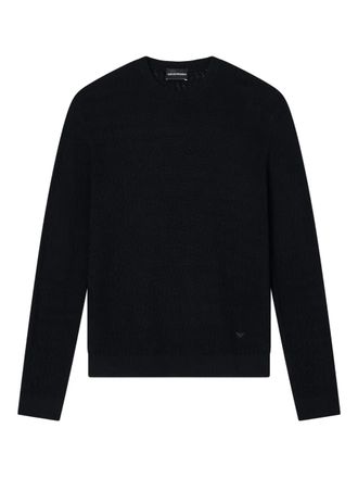 Emporio Armani textured crew-neck sweater - men - Virgin Wool - M - Black
