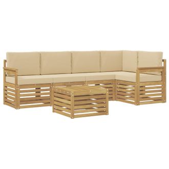 vidaXL Conjunto De Sof&aacute;s De Exterior 6 Pcs Y Beige 59 X 59 X 37 Cm Vidaxl