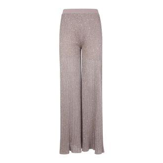 D.exterior Pantaloni a Gamba Larga Glitter Knit - - Trousers - Donna - Marrone - S