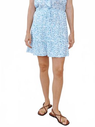 Bella Dahl Tiered Mini Skirt In Blue Ditsy Floral Print