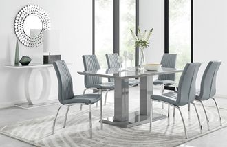 Furniturebox Imperia 6 Grey Dining Table & 6 Isco Chairs