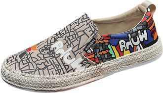 Generic Men Canvas Casual Shoes for Spring Autumn Seasons Breathable Flat Linen Upper Comfortable Daily Wear Lightweight Design (Beige, 7.5)