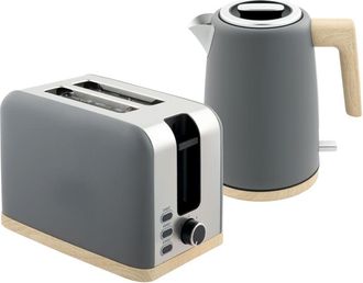 HOMCOM 1.7L Electric Fast Boil Kettle and 2 Slice Toaster Set, Grey - Homcom