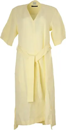 Paul Smith Midi Dresses, female, Yellow, S, Khaki Linen Knee-Length Dress