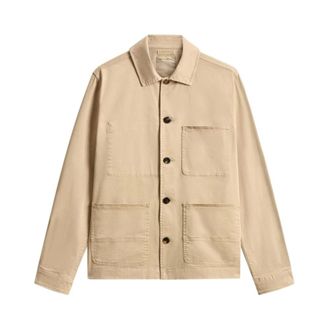 Woolrich Light Jackets, male, Beige, Size: 2XL Cotton Twill Jacket
