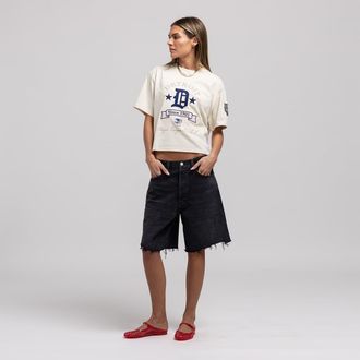 Mitchell & Ness Womens Mitchell & Ness Cream Detroit Tigers Cooperstown Yacht Rock Boxy Cropped T-Shirt at Nordstrom, Size Xx-Large