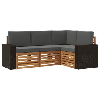 vidaXL Juegos De Sof&aacute;s Con Coj&iacute;n 4 Pcs Madera De Acacia S&oacute;lida Vidaxl
