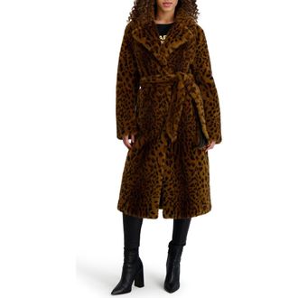Karl Lagerfeld Leopard Print Faux Fur Wrap Coat at Nordstrom Rack, Size Small