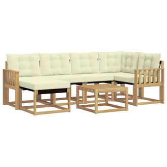 vidaXL Conjunto De Sof&aacute;s De Exterior Con Coj&iacute;n 7 Pcs Blanco Y Crema Vidaxl