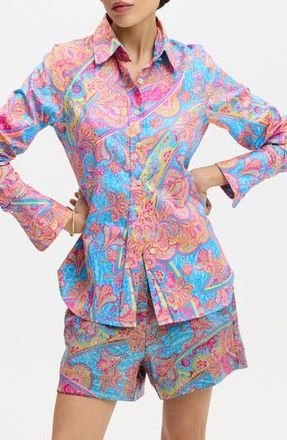 Robert Graham Priscilla Long Sleeve Woven Shirt in Blue Multi at Nordstrom Rack, Size X-Small