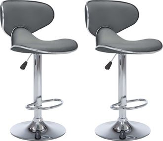vidaXL 323648 Bar Stools 2 Pcs Grey Faux Leather Vidaxl