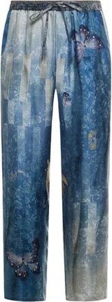 Pierre-Louis Mascia Aloe Broeken Silk - Dames - Straight fit broeken - Blauw - S - Broeken