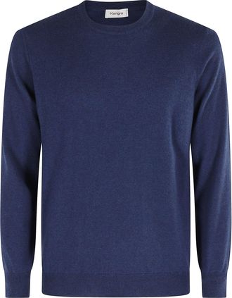 KANGRA Open Blue Wool Crew Neck Sweater by Kangra