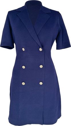 Maje Ralazer Double-Breasted Mini Dress in Navy Blue Viscose