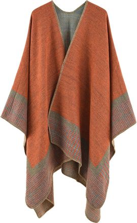 Feoya Womens Reversible Oversized Poncho Cape Clock Block Oversize Knitted Shawl Open Front Wrap for Women Autumn Winter