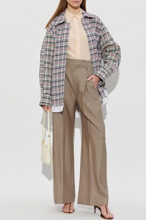 Victoria Beckham Wool Trousers With Pleats, Womens, Brown