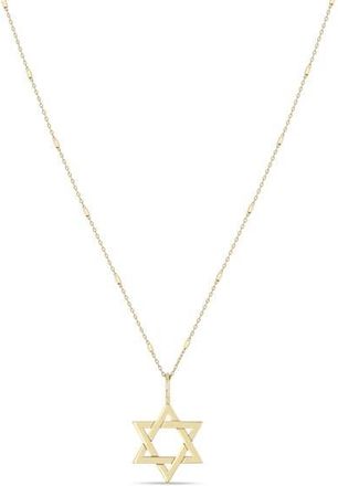 Zoë Chicco Star of David Pendant Necklace in 14K Yellow Gold at Nordstrom, Size 18