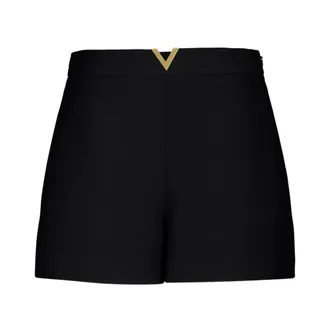 Valentino Short Shorts, female, Black, Size: M VLogo Signature Wool and Silk Shorts