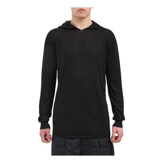 Rick Owens Hoodies, male, Black, Size: M Oversized LS Hoodie