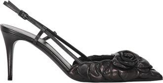 Valentino Garavani Bloemige Pointy Toe Slingback Pumps - Dames - Pumps - Zwart - 36 EU - Leer - Schoenen