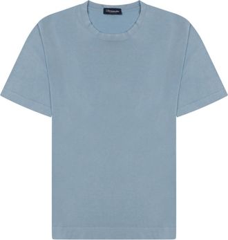 Drumohr Blue Solid Crew Neck T-Shirt