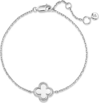 Devata Clover Chain Bracelet in Rhodium Plated Sterling Silver at Nordstrom, Size 7.5
