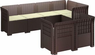 vidaXL Sof&aacute; De Jard&iacute;n Para 7 Personas Con Cojines Estilo Ratan Pp Vidaxl