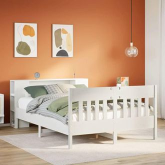 Berkfield Home Bookcase Bed without Mattress White 135x190 cm Double Solid Wood Pine