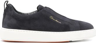 Santoni Schoenen, Heren, Blauw, 43 EU, Su&egrave;de, Marineblauwe Slip-On Sneaker