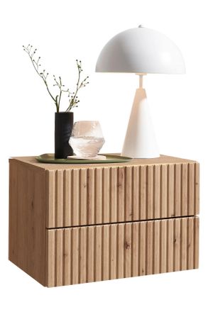 CARRYHOME Nachtkästchen, Eiche Artisan, Holzwerkstoff, 2 Schubladen, 42x28x30 cm, hängend, Schlafzimmer, Nachtkästchen