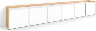 Skraut Home Skraut Home - Mueble Tv, Televisi&oacute;n, Muebles De Sal&oacute;n, Almacenaje, 309x35x50cm, Para Tv Hasta 80, Con Almacenamiento, Estilo Moderno, Blanco Y Roble S
