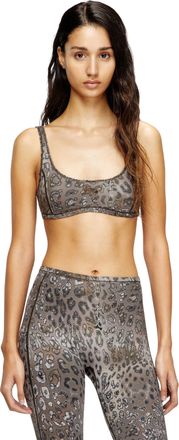 Diesel Leopard print nylon sports bra - Bras - Woman - Brown