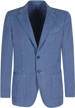 Santaniello Blue High Twist Cotton-Blend Blazer