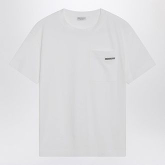 Brunello Cucinelli Brunello Cucinelli White Cotton T Shirt With Shiny Tab