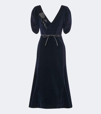 Erdem Vestido midi de terciopelo de algod&oacute;n
