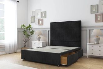 Comfort Beds Rosa Naples Divan Base 4 Drawers - 54 Headboard in Black | Size: King