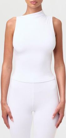 Naked Wardrobe Smooth Asymmetric Neck Sleeveless Top in White at Nordstrom, Size X-Small