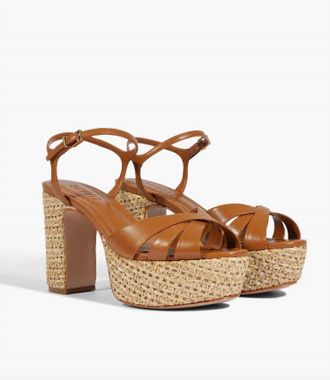 Schutz Womens Keefa Raffia Heel In Burnt Honey