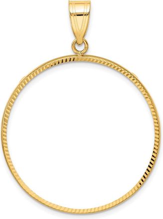 Diamond2Deal 14k Yellow Gold and Diamond-cut 32.0mm Prong Coin Bezel Pendant