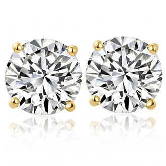 Pompeii3 6.85CT Round Diamond Studs 14k Yellow Gold Lab Grown Screw Back Earrings