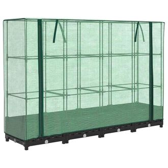 Berkfield Home Raised Bed with Greenhouse Cover Rattan Look 160x40x123 cm in Black | Size: 160 x 40 x 123 cm